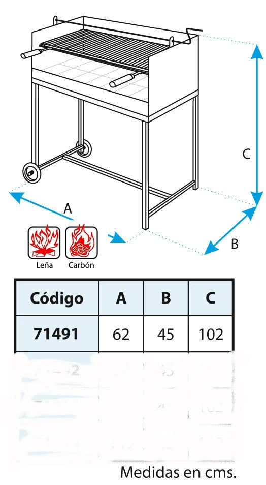 Barbacoa Argentina 62 Cm. Con Elevador 5 Barbacoa Argentina 62 Cm. Con Elevador - Imagen 3