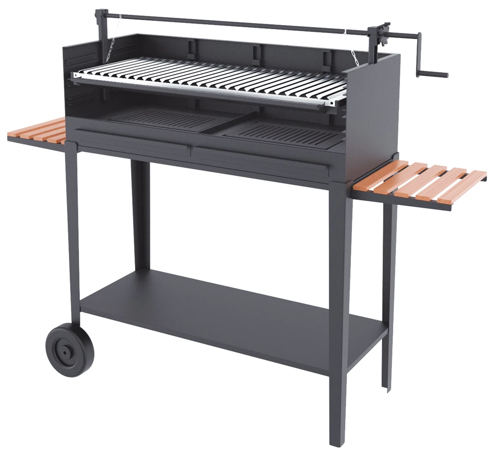 Barbacoa De Carbón Y Leña 100 Cm Con Elevador Y Carro 3 Barbacoa De Carbón Y Leña 100 Cm Con Elevador Y Carro
