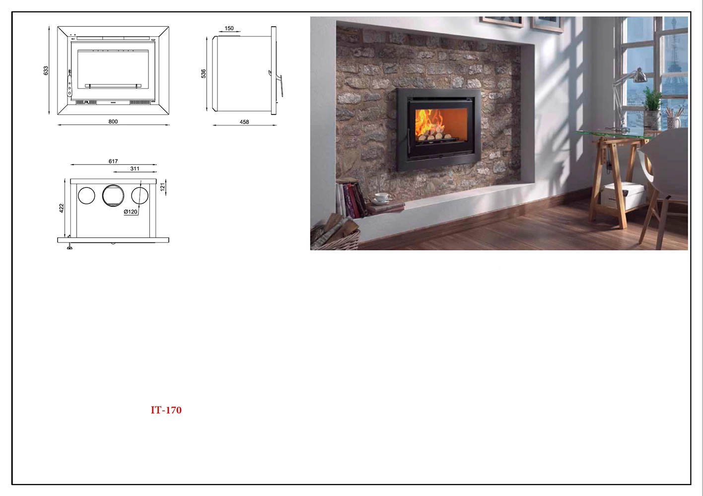 Insertable De Leña Modelo IT-170 FK 5 Insertable De Leña Modelo IT-170 FK - Imagen 3