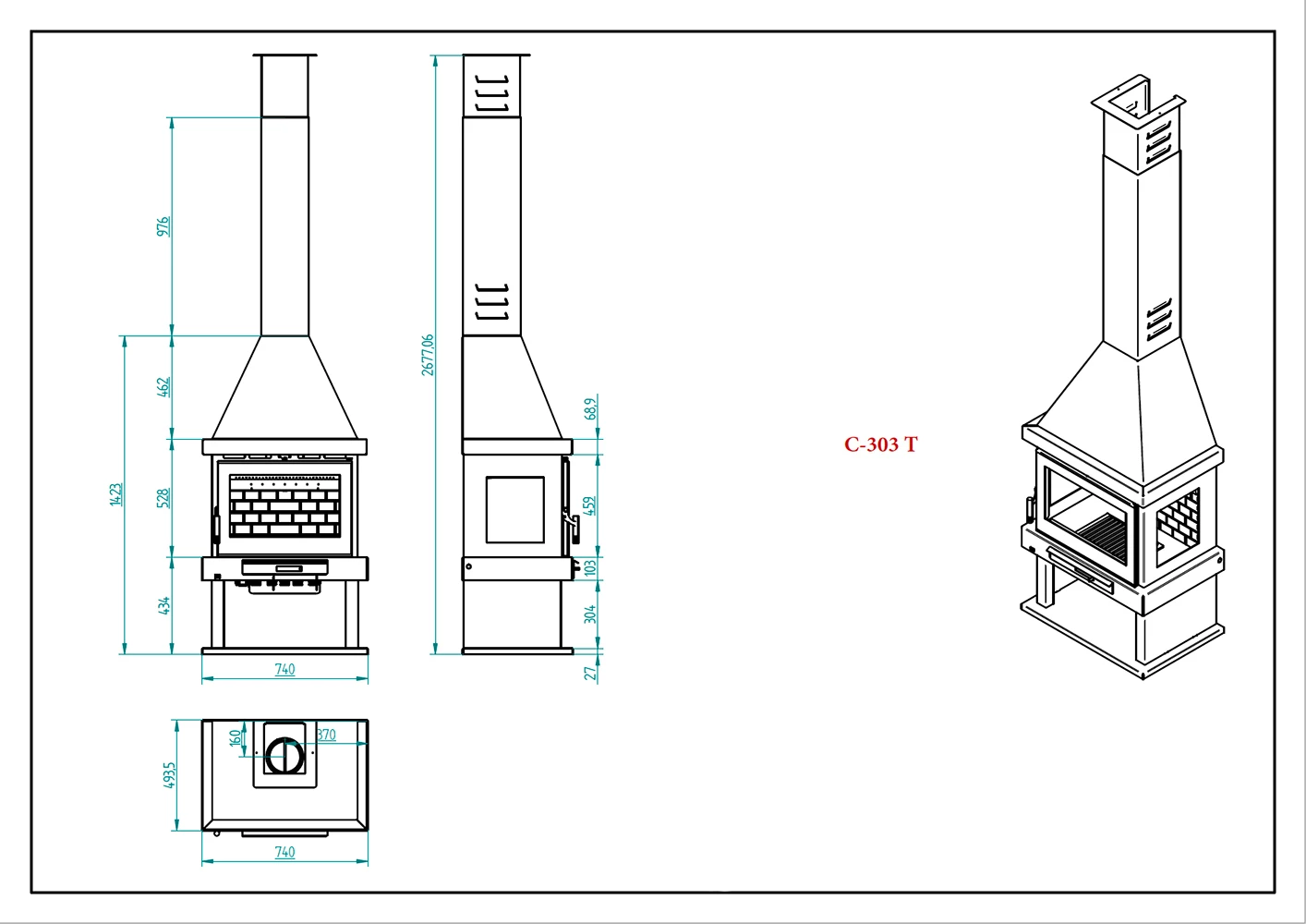 Chimenea De Leña Con Turbinas C-303 TFK 6 Chimenea De Leña Con Turbinas C-303 TFK - Imagen 4