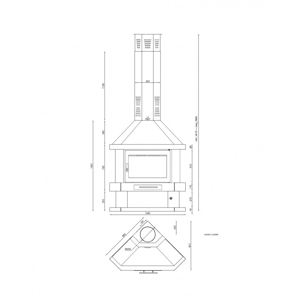 Chimenea De Leña Rinconera Modelo C-200 R 6 Chimenea De Leña Rinconera Modelo C-200 R - Imagen 4