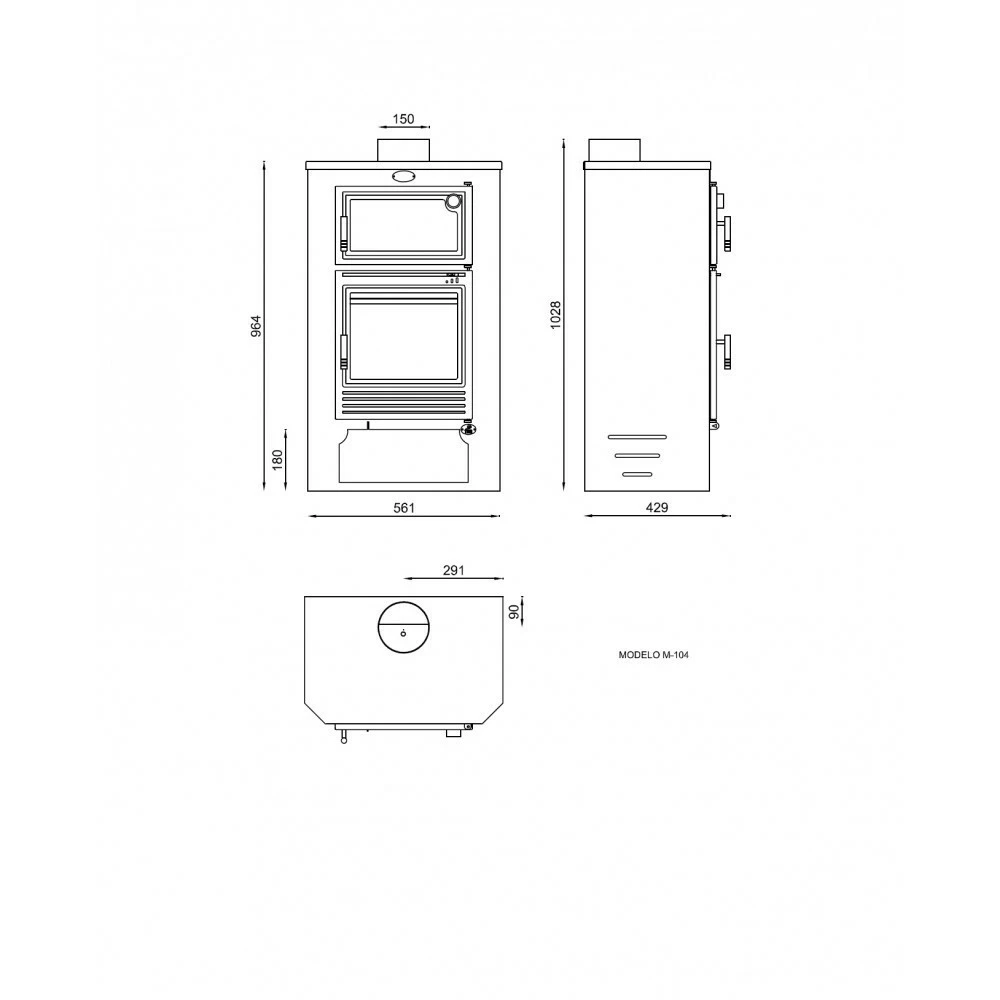 Estufa De Leña Con Horno Modelo M-104 6 Estufa De Leña Con Horno Modelo M-104 - Imagen 4