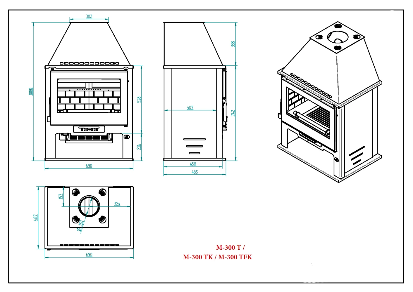 Estufa De Leña Con Turbinas Modelo M-300 T 6 Estufa De Leña Con Turbinas Modelo M-300 T - Imagen 4