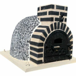 Horno Montado Mármol Negro Y Blanco 75 Cm.