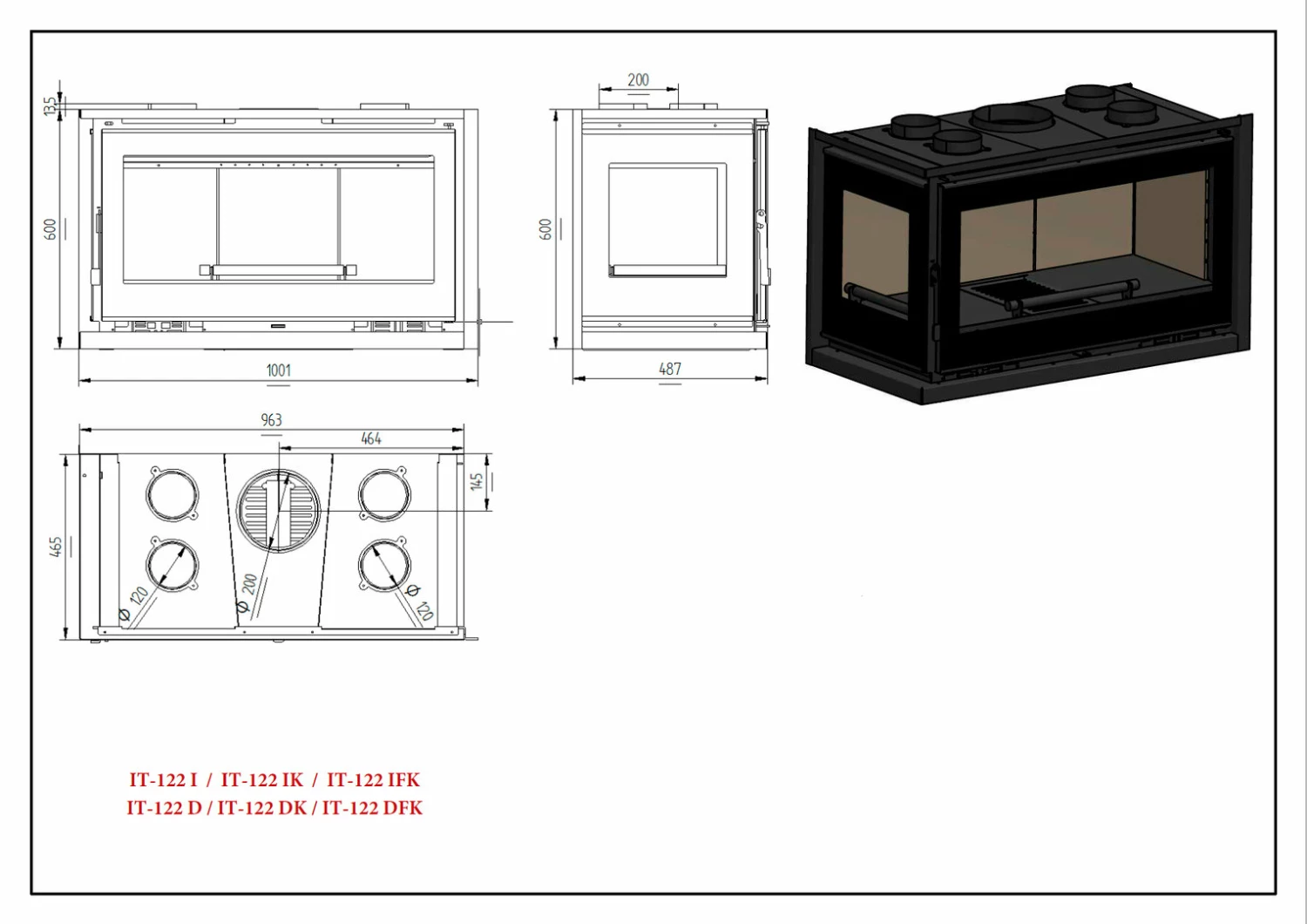Insertable De Leña Modelo IT-122 IK 5 Insertable De Leña Modelo IT-122 IK - Imagen 3