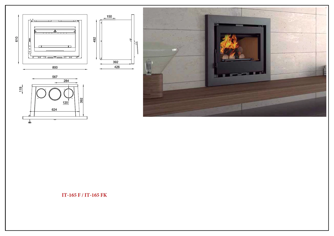 Insertable De Leña Modelo IT-165 FK 5 Insertable De Leña Modelo IT-165 FK - Imagen 3