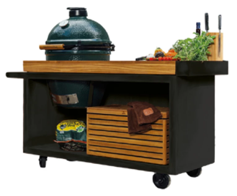 Mesa Con Tabla Teca Ofyr Negro Big Green Egg