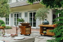 Mesa Con Tabla De Teca Ofyr Para Kamado Joe -cocina al aire libre comercio Mesa con tabla de Teca Ofyr para Kamado Joe O K T PRO TW KJ 2