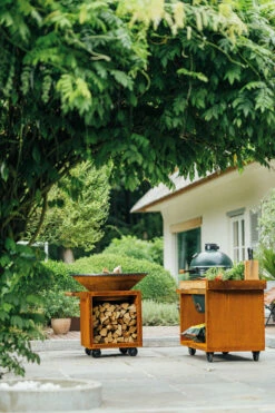 Mesa Con Tabla De Teca Ofyr Para Kamado Joe -cocina al aire libre comercio Mesa con tabla de Teca Ofyr para Kamado Joe O K T PRO TW KJ 7